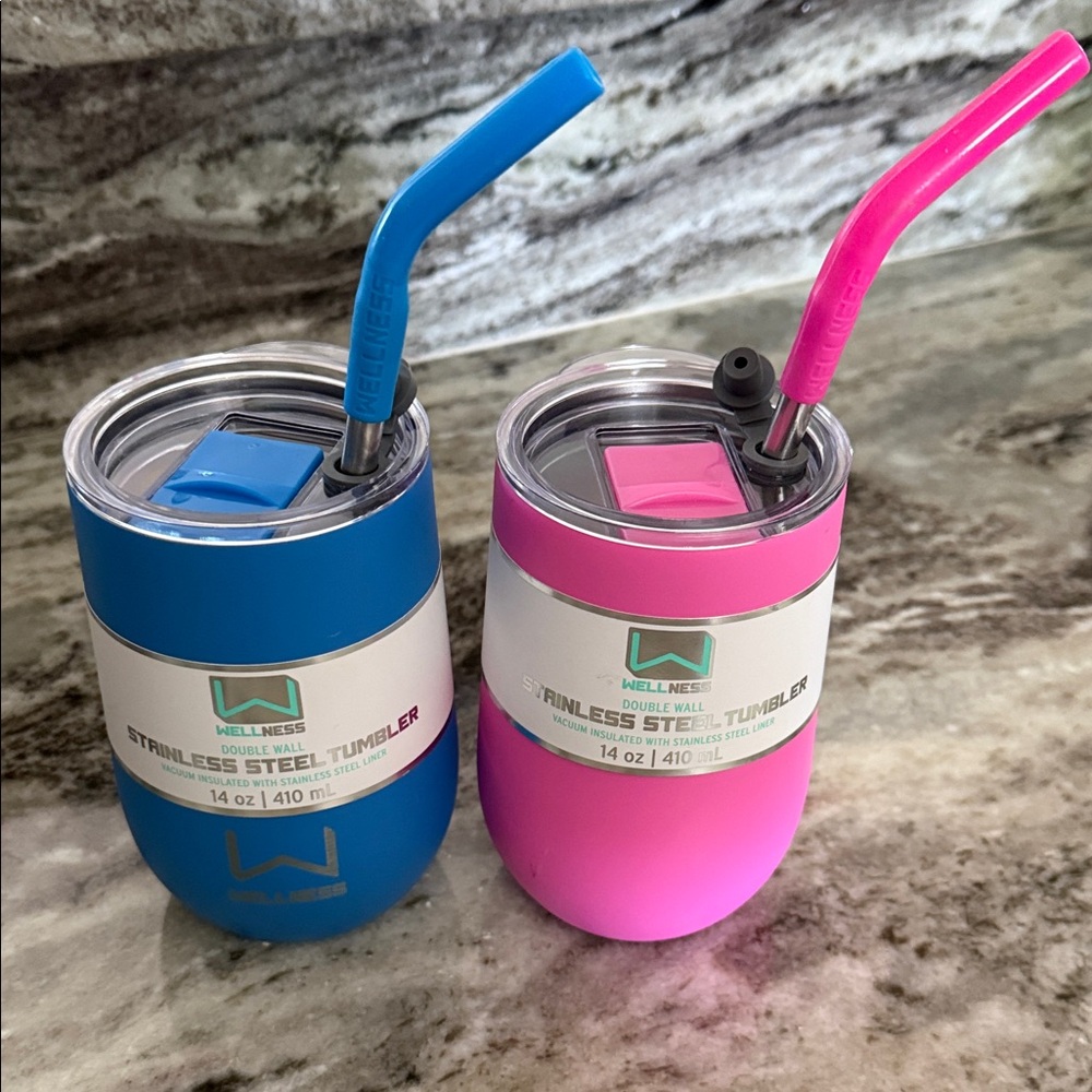 Brand new Wellness Stainless Steel Tumbler Pair - Blue & Pink